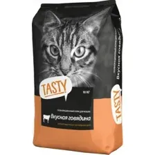 Корм для кошек Tasty С говядиной, 10 кг