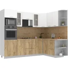 Готовая кухня Интерлиния Мила 1.68x2.6 правая (белый платинум/дуб золотой/дуб бунратти)
