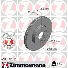 Тормозной диск ZIMMERMANN 610.3720.20 вентилируемый , передняя ось