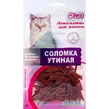 Лакомство для кошек O'cat Соломка утиная 45 г