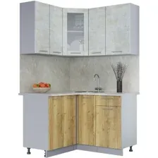 Готовая кухня Интерлиния Мила 12x13 (бетон лайт/дуб золотой/опал светлый)