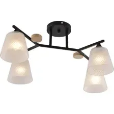Люстра средней высоты Mirastyle MH-1502/4 BK+WOOD