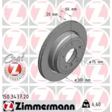 Тормозной диск ZIMMERMANN 150.3437.20 вентилируемый , задняя ось