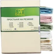 Простыня Альвитек Сатин однотонный на резинке 180x200x25 ПР-СО-Р-180(180)-КРЕМ (кремовый)