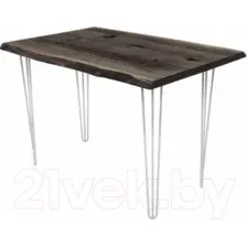 Обеденный стол Buro7 Грасхопер с обзолом и сучками 120x80x75 (дуб мореный/белый)