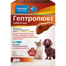 Таблетки для собак и кошек Pchelodar Гептролюкс, для мелких пород, 24 шт