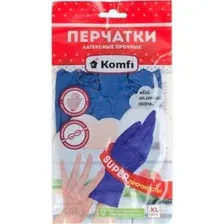 Латексные перчатки Komfi Прочные (L, 2 шт, синий)