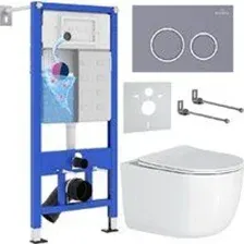 Унитаз подвесной Roxen Vortex в комплекте с инсталляцией StounFix Dual Fresh 6 в 1 966175 (кнопка: с