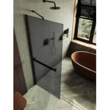 Душевая стенка MaybahGlass 69x195 / MGD-724-6ш (графитовое матовое стекло/черный)