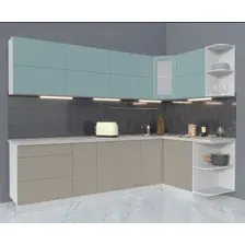 Готовая кухня Интерлиния Мила Матте 1.5x2.8 А правая (океан/луна/травертин серый)
