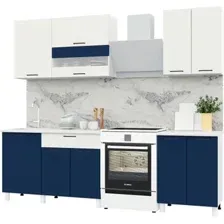 Готовая кухня Горизонт Trend 1800 (холст молоко/холст сапфир)