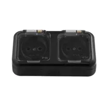Розетка 2-я о/у брызгозащищенная IP54 черный Пралеска Аква Bylectrica РА16-302