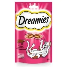 Лакомство Dreamies для взрослых кошек с говядиной, 60 г
