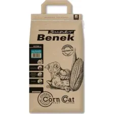 Наполнитель для туалета растительный комкующийся SUPER BENEK Corn cat морской бриз кукурузный 14 л 8,8 кг (3522)