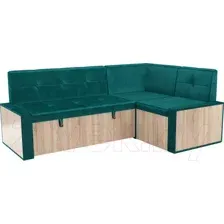 Уголок кухонный мягкий Mebel-Ars Таллин 211x83x141 (сине-зеленый Star Velvet 43 Black Green)