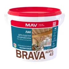 Лак акриловый BRAVA Acryl 43 ВД-АК-1043 полуматовый 5 л