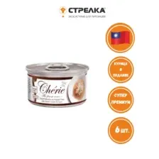 Влажный корм Pettric Cherie Flaked Yellowfin mix Skipjack Tuna with Chicken Entrees in Gravy из желтоперого и полосатого тунца с кусочками курицы в подливке,6х80гр.