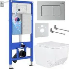 Унитаз подвесной Roxen Boro в комплекте с инсталляцией StounFix Dual Fresh 6 в 1 968433 (кнопка: сатин)