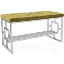 Банкетка Hype Mebel Квадро Люкс (белый/золото)