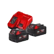 Комплект аккумулятор 18 В 5 Ач Li-ion 2 штуки и зарядное устройство MILWAUKEE M18 NRG-502