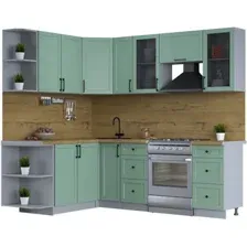 Готовая кухня Интерлиния Тренд 1.7x2.3 левая (мята/мята/дуб бунратти)