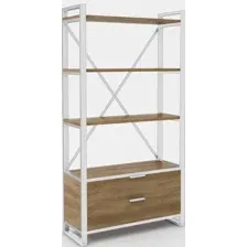 Стеллаж Hype Mebel Стандарт Люкс 80x170 (белый/дуб галифакс олово)