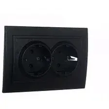 Розетка 2-я с/з EL-BI, Zena вантаблэк арт. 500-014820-907