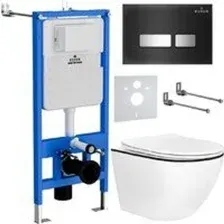 Унитаз подвесной Roxen Antares Black в комплекте с инсталляцией StounFix Dual Fresh 6 в 1 964974 (кн