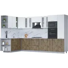 Готовая кухня Интерлиния Мила 1.88x3.4 левая (белый платинум/дуб веллингтон/белый гранит)