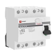 УЗО EKF PROxima ВД-100 3P+N 40А тип AC 30мА (elcb-4-40-30-em-pro)