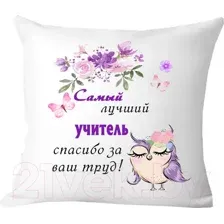 Подушка декоративная Print Style Самый лучший учитель, спасибо за ваш труд 40x40uch4