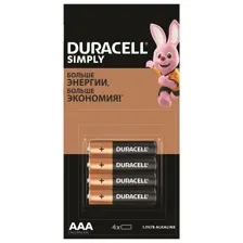 Батарейка DURACELL Simply AAA LR03 4 шт.