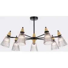 Подвесная люстра Ambrella light LH58116/7 BK/LW/SM (черный/светлое дерево/дымчатый)
