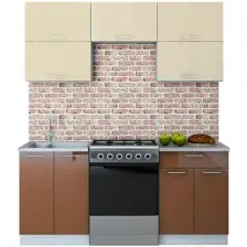 Готовая кухня Интерлиния Мила Gloss 60-18 (ваниль/шоколад)
