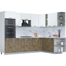 Готовая кухня Интерлиния Мила Лайт 1.88x2.8 правая (белый платинум/дуб веллингтон/белый гранит)
