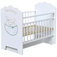Классическая детская кроватка VDK Love Sleeping колесо-качалка с маятником (белый)