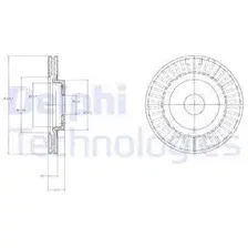 Тормозной диск DELPHI BG4214 вентилируемый , передняя ось
