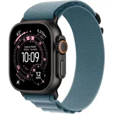 Apple Watch Ultra 3 LTE 49 мм (титановый корпус, черный/голубой, текстильный ремешок)