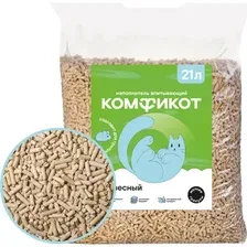 Наполнитель для туалета Комфикот древесный, впитывающий, 21 л