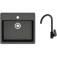 Кухонная мойка Berge BR-5750 + Like F8007122 (черный)