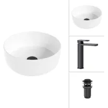 Умывальник Lauter 21499-31 + Cascade 21СК0655BS с донным клапаном 21190B (черный матовый)