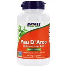 NOW Pau D'Arco, Пау Де Арко, Кора Муравьиного Дерева 500 мг, 100 капсул