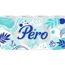 Туалетная бумага Pero Light, 3 слоя, 8 рулона