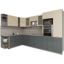 Готовая кухня Интерлиния Мила Gloss 1.88x3.2 левая (ваниль-асфальт)