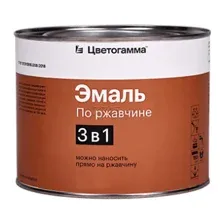 Эмаль алкидно-уретановая ЦВЕТОГАММА по ржавчине 3 в 1 черная 1,8 кг