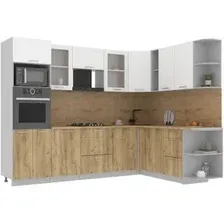 Готовая кухня Интерлиния Мила 1.88x2.8 правая (белый платинум/дуб золотой/дуб бунратти)