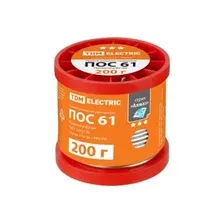 Припой ПОС 61, проволока, ГОСТ 21931-76, Ø2 мм, 200 г, катушка, инд. упак., "Алмаз" TDM