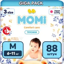 Трусики-подгузники Momi Comfort Care Giga М 6-11кг (88шт)