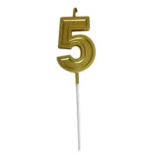 Свеча для торта S.G. Home Цифра 5 на шпажке SG-CC-N3 (золото)