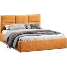 Двуспальная кровать ТриЯ Стелла Тип 1 c ПМ 160x200 (микровелюр Wellmart Yellow)